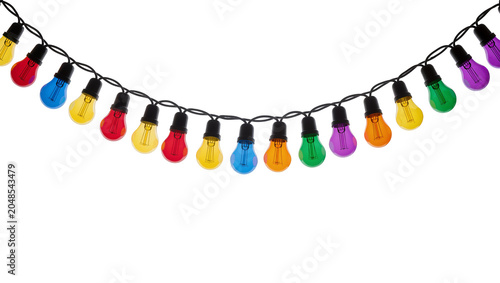 Photos Isolated string of vibrant colorful party light bulbs for festive celebration de