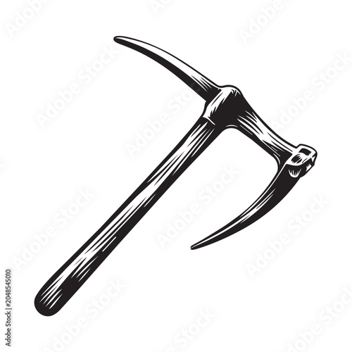 Vintage style illustration of a classic hand pickaxe tool isolated on a plain white background