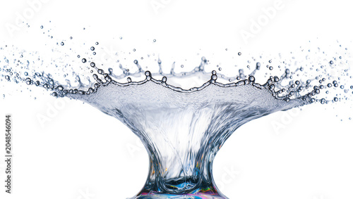 Foto Isolated dynamic water splash forming a beautiful crown shape with many scattere
