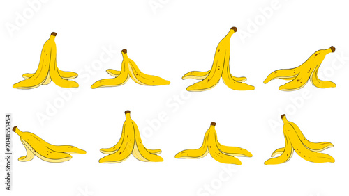 Bild auf Leinwand Set of banana peel illustrations isolated on white background