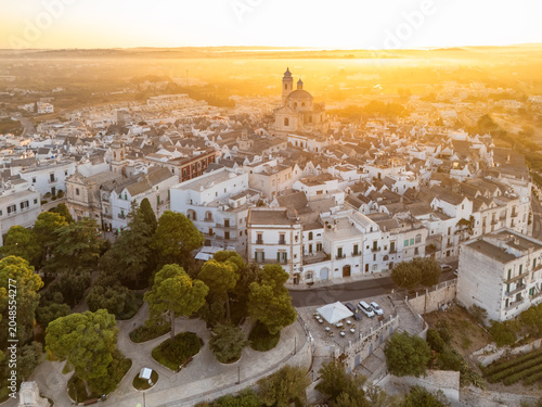 Aerial View of Locorotondo Old Town at Sunrise, Puglia, Italy