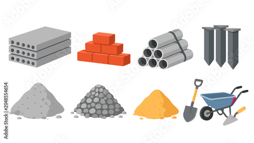 Bild auf Leinwand Vector set of construction materials and building tools icons