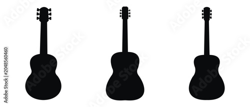 Foto Acoustic Guitar Icons Set in Solid Silhouette Styles