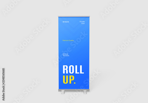 Realistic Roll-Up Advertising Banner Mockup