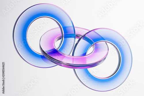 3D chrome neon glass over white interface