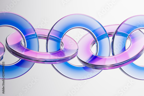 3D chrome neon glass over white interface