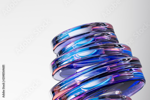 3D chrome neon glass over white interface
