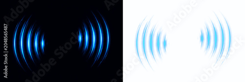 Tableau sur toile Ultrasonic audio ripple png with circular sound vibration, radar signal waves, digital echo pattern, music equalizer bars and abstract technology composition design