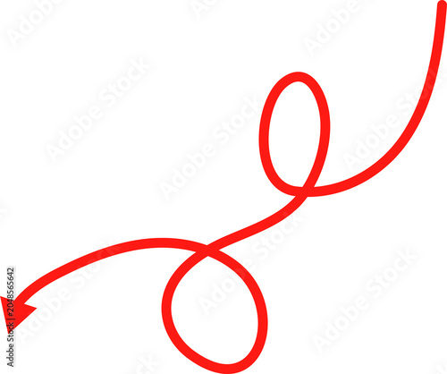 Slika na platnu Red scribble arrow with looping path illustration
