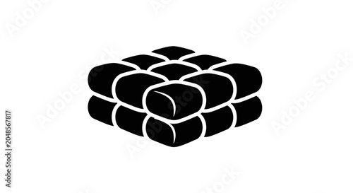 Foto Stacked peat briquettes or coal blocks icon.