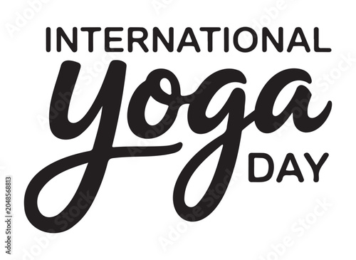 International Yoga Day Typography on White Background