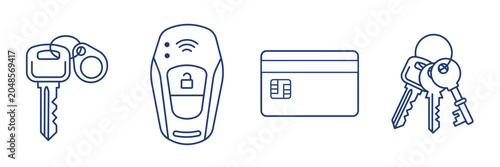 Εκτύπωση καμβά Access Control and Security Icon Set Featuring Door Key RFID Fob Car Smart Remot