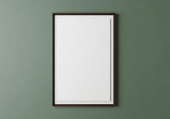Blank white picture frame on green wall