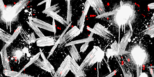 Billede på lærred Abstract graffiti background calligraphy brush stroke tagging hand-drawn style