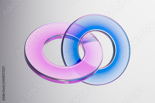 3D chrome neon glass over white interface