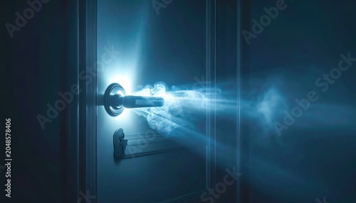 Mysterious Blue Light Emanating from Opened Doorway.