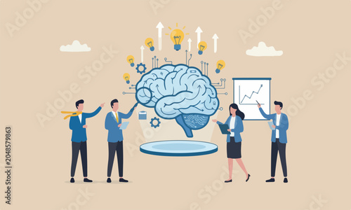 Bild auf Leinwand teams intelligence improve capability concept, human brain with success business