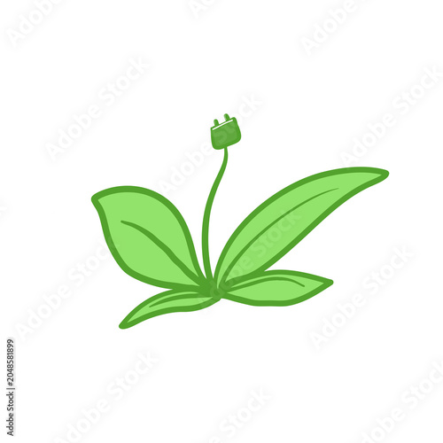 Green Plant with Electrical Plug Symbol