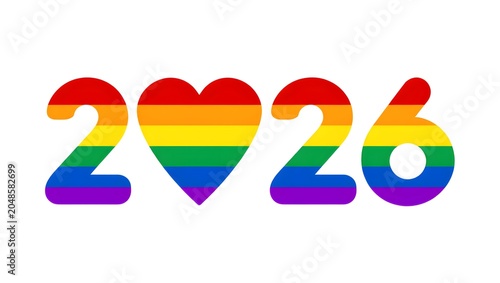 Colorful Rainbow Heart in Numbers Celebrating LGBTQ+ Pride 2026