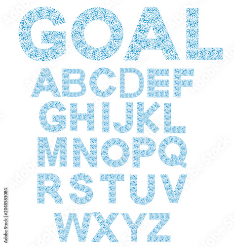 Speckled Blue Alphabet Letters Vector Modern Grain Typography Set