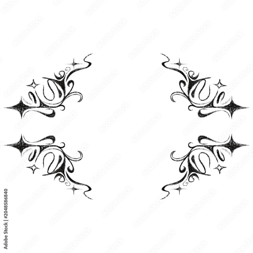 Fototapeta premium Cybersigilism Pencil Sketch Symbol Set Isolated on Transparent Background
