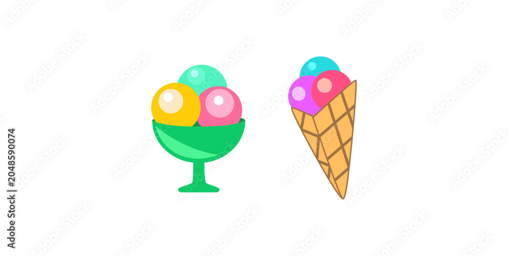 Fototapeta premium Colorful Ice Cream Dessert Summer Treat Vector Illustration Set