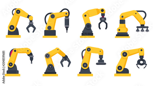 Fotografía Set of industrial robotic arms with different tool attachments