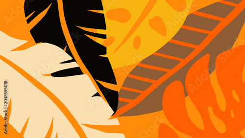 Orange Tropical Leaf Background