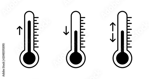 Canvastavla Thermometer icons showing rising falling and fluctuating temperature