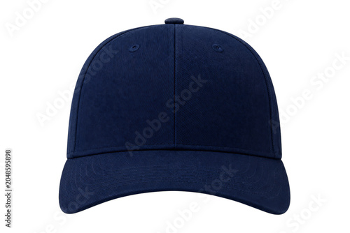 Fotografie Classic navy blue baseball cap with a curved brim and stitched details