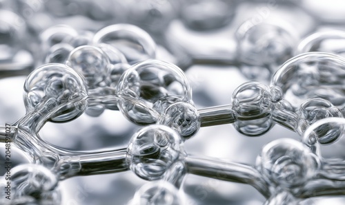 Microscopic view of glass-like molecular model