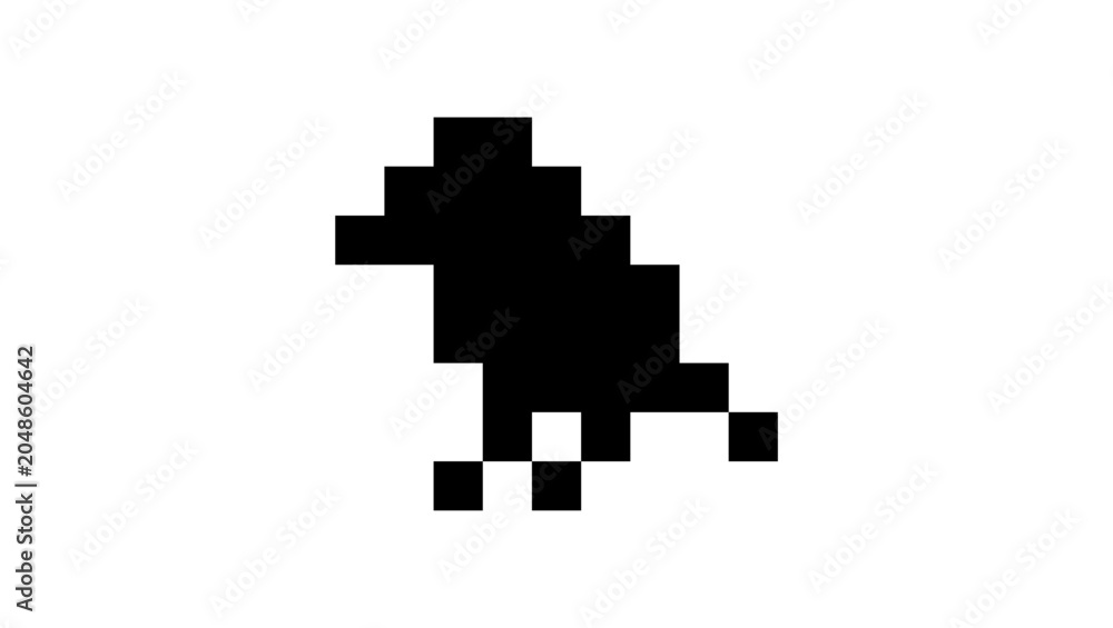 Obraz premium Pixel bird logo, black isolated vector silhouette