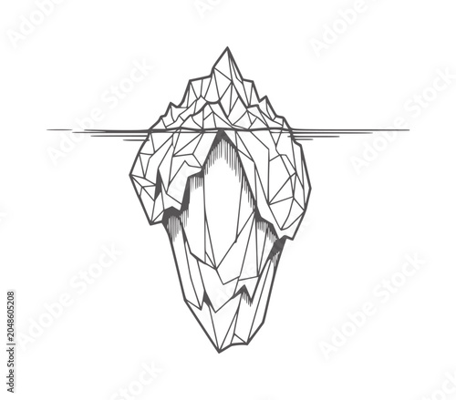 Canvastavla Geometric iceberg with submerged portion reflected in water abstract outline