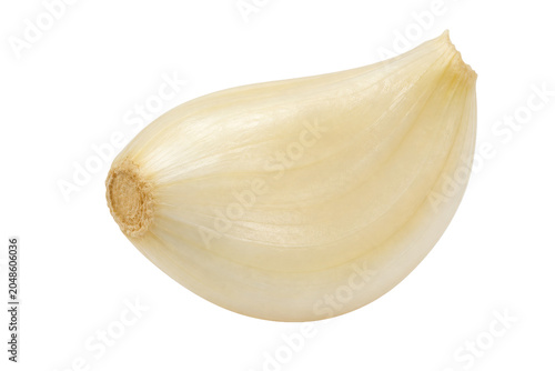 Canvastavla Single peeled garlic clove isolated on a clean white background