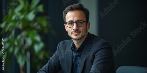 Man with glasses and dark hair wearing a dark suit jacket looks directly at the camera with a professional demeanor.