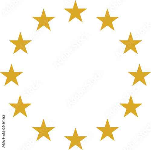 Twelve yellow stars arranged in a circle representing the european union flag symbol