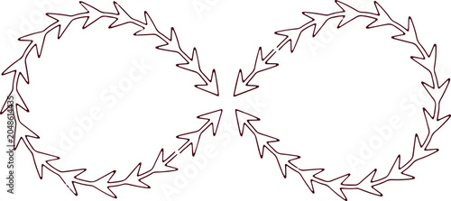 Cuadro en lienzo Infinity symbol made of arrows pointing inward and outward creating loop and eternal movement effect
