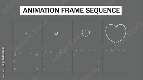Foto White Heart Pulsing and Disappearing Animation Keyframes Vector Set