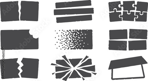 Foto Collection of broken objects and fragmented elements for design effects and abstract compositions