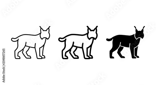 Photography Lynx Icon Set, Wild Cat Vector Graphics, Feline Silhouette Collection, Animal Sy