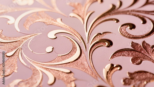 Elegant Rose Gold and Pink Decorative Pattern with Glitter Accents for Design Projects