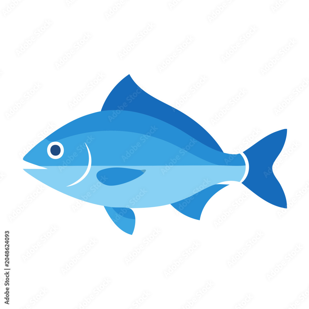 Fototapeta premium Flat design blue fish icon