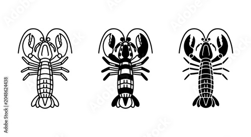 Canvastavla Lobster Icons Set: Seafood Vector Graphics, Marine Life Illustrations, Crustacea