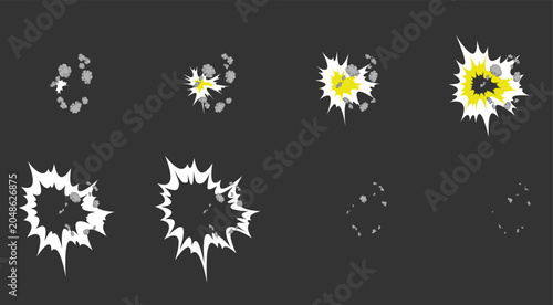 Cuadro en lienzo Cartoon Explosion Blast Effect Animation Keyframes Vector Illustration
