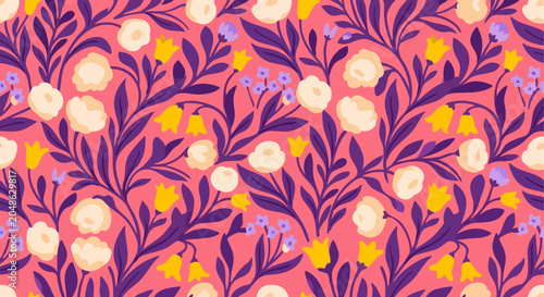 Canvastavla Floral Seamless Pattern Vector Background for Textile Design
