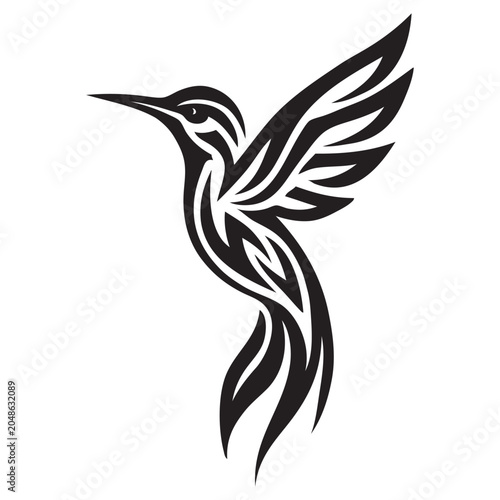 A beautiful hummingbird tattoo. Vector drawing in Celtic knot style.
