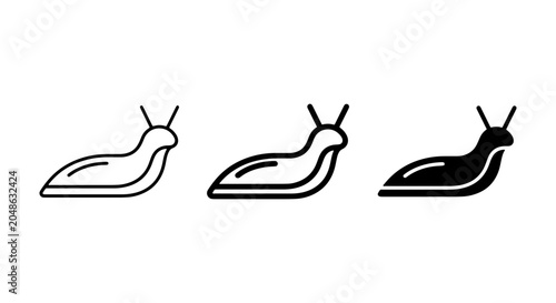 Foto Slug Icons, Gastropod Vector Set, Mollusk Outline and Silhouette Graphics, Simpl