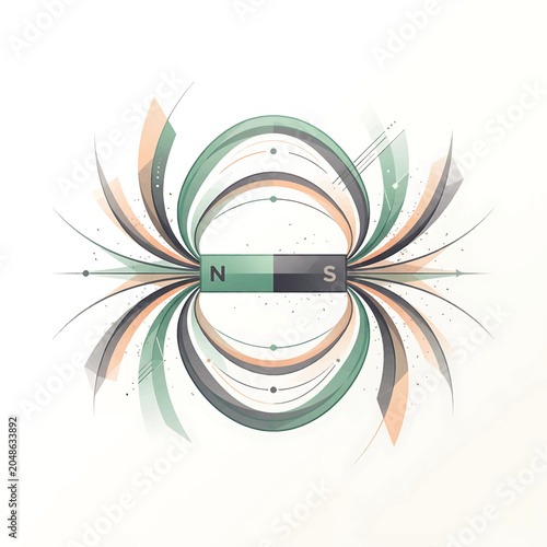 Quadro su tela Magnetic field lines around bar magnet.