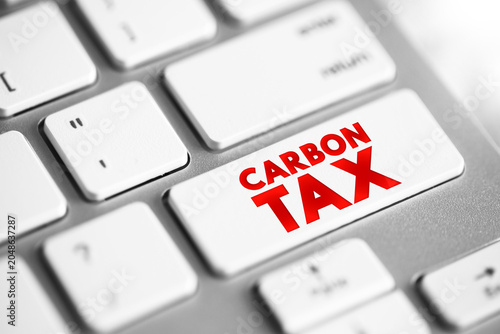Schilderij op canvas Carbon Tax is a tax levied on the carbon emissions required to produce goods and