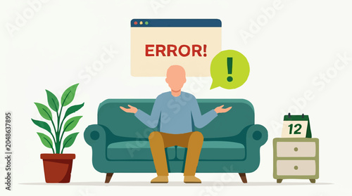Εκτύπωση καμβά Man experiencing computer error and digital frustration at home